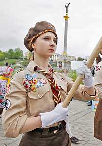 March in honor of anniversary of the foundation Plast