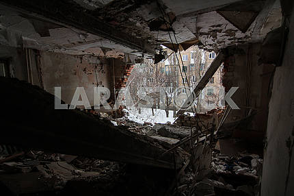 Destroyed apartment in Avdeevka