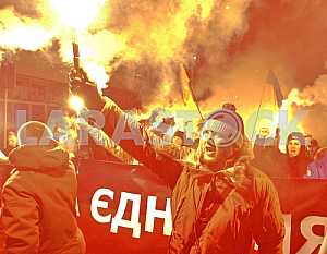 Torchlight procession of nationalists in Kiev
