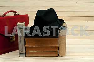 Stack of hardback books isolated on white background. Back to school. Copy space
