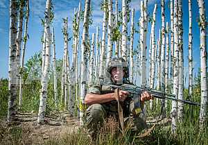 A soldier with a gun