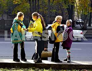 Students going home after school