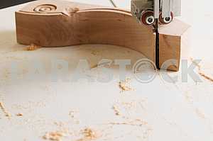 Carpenter tools on wooden table with sawdust. Circular Saw. Carpenter workplace top view