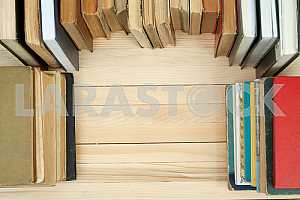 Stack of hardback books isolated on white background. Back to school. Copy space