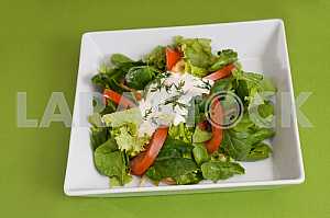 Fresh vegetable salad with sour cream