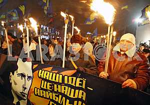 Torchlight procession in honor of the birthday of Stepan Bandera.