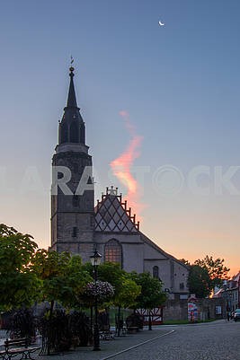 Church in Bolesławiec in the evening