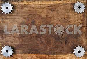 Different construction tools on a wooden background - screwdriver, caliper.