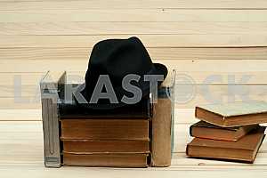 Stack of hardback books isolated on white background. Back to school. Copy space