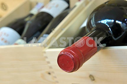 Red and white wine in bottle
