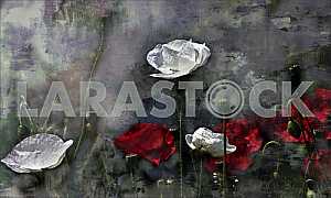 Red and white poppies. Processing - zhivopsi.