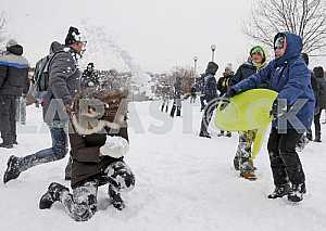 Snow battle in Kiev