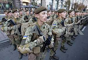 The rehearsal of the military parade in Kiev