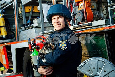 Rescuer and dog