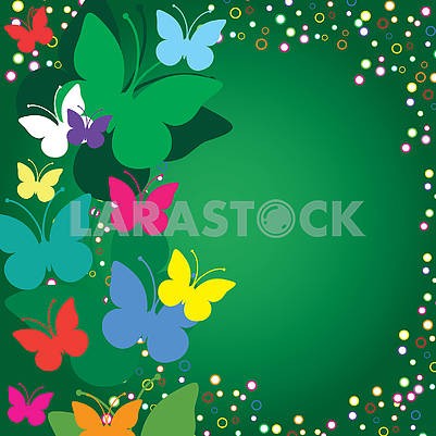 Зеленый фон с бабочками