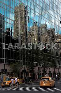 New York Skyscraper with mirror image