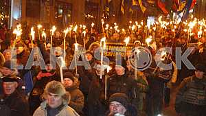 Torchlight procession in honor of the birthday of Stepan Bandera.