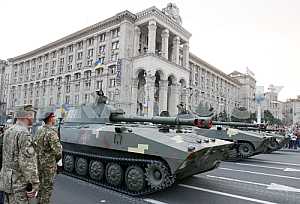 The rehearsal of the military parade in Kiev