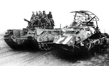 Soviet soldiers with british tank Churchill