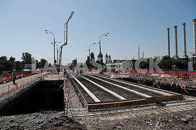 Workers repair overpass