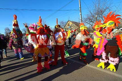 People in rooster costumes