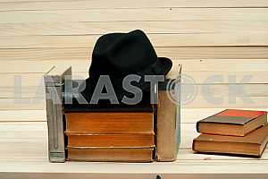 Stack of hardback books isolated on white background. Back to school. Copy space