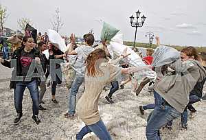 Pillow fight in Kiev