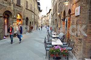 Passers-by on the street in San Gimignano