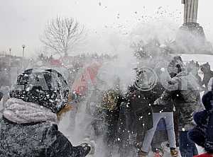 Snow battle in Kiev