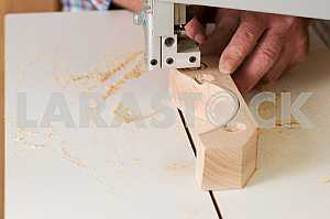 Carpenter tools on wooden table with sawdust. Circular Saw. Carpenter workplace top view