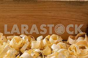 Carpenter tools on wooden table with sawdust. Circular Saw.