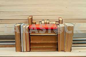 Stack of hardback books isolated on white background. Back to school. Copy space