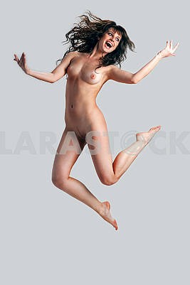 Naked girl in a jump