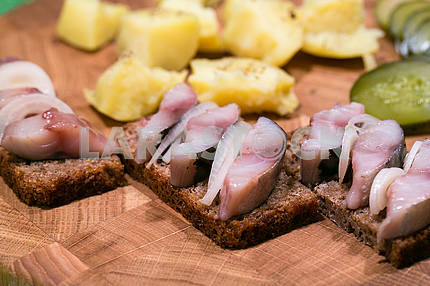 Brown bread with herring