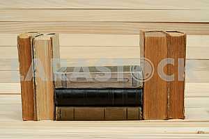 Stack of hardback books isolated on white background. Back to school. Copy space