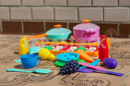 Image of children's dishes  close-up. Copy space