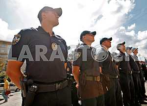 Handover ceremony of bicycle patrol police in Kiev