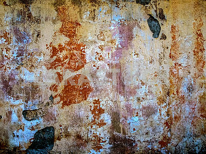 Old concrete wall with paint elements