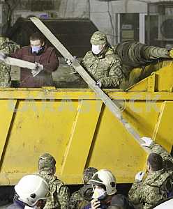 In the house in the center of Kiev collapsed ceiling.
