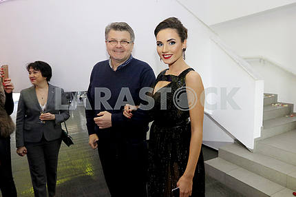 Sculptor Oleg Pinchuk and "Miss Ukraine International 2016" Victoria Kyose