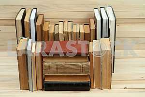 Stack of hardback books isolated on white background. Back to school. Copy space