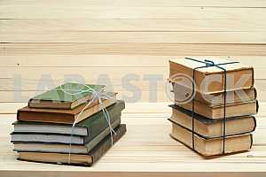 Stack of hardback books isolated on white background. Back to school. Copy space
