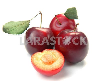 Plum and a half and leaves