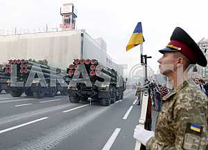 The rehearsal of the military parade in Kiev