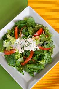 Fresh vegetable salad with sour cream