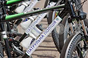 Handover ceremony of bicycle patrol police in Kiev