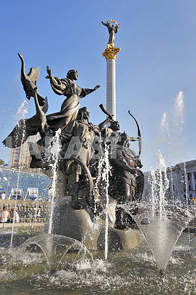 Monument to the founders of Kiev on Independence Square in Kiev.