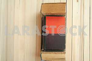 Stack of hardback books isolated on white background. Back to school. Copy space