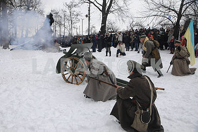 Historical reconstruction of the combat of the troops of the UPR against the Bolsheviks for Boyarka