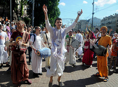 Participants of the Ratha Yatra Chariot Festival